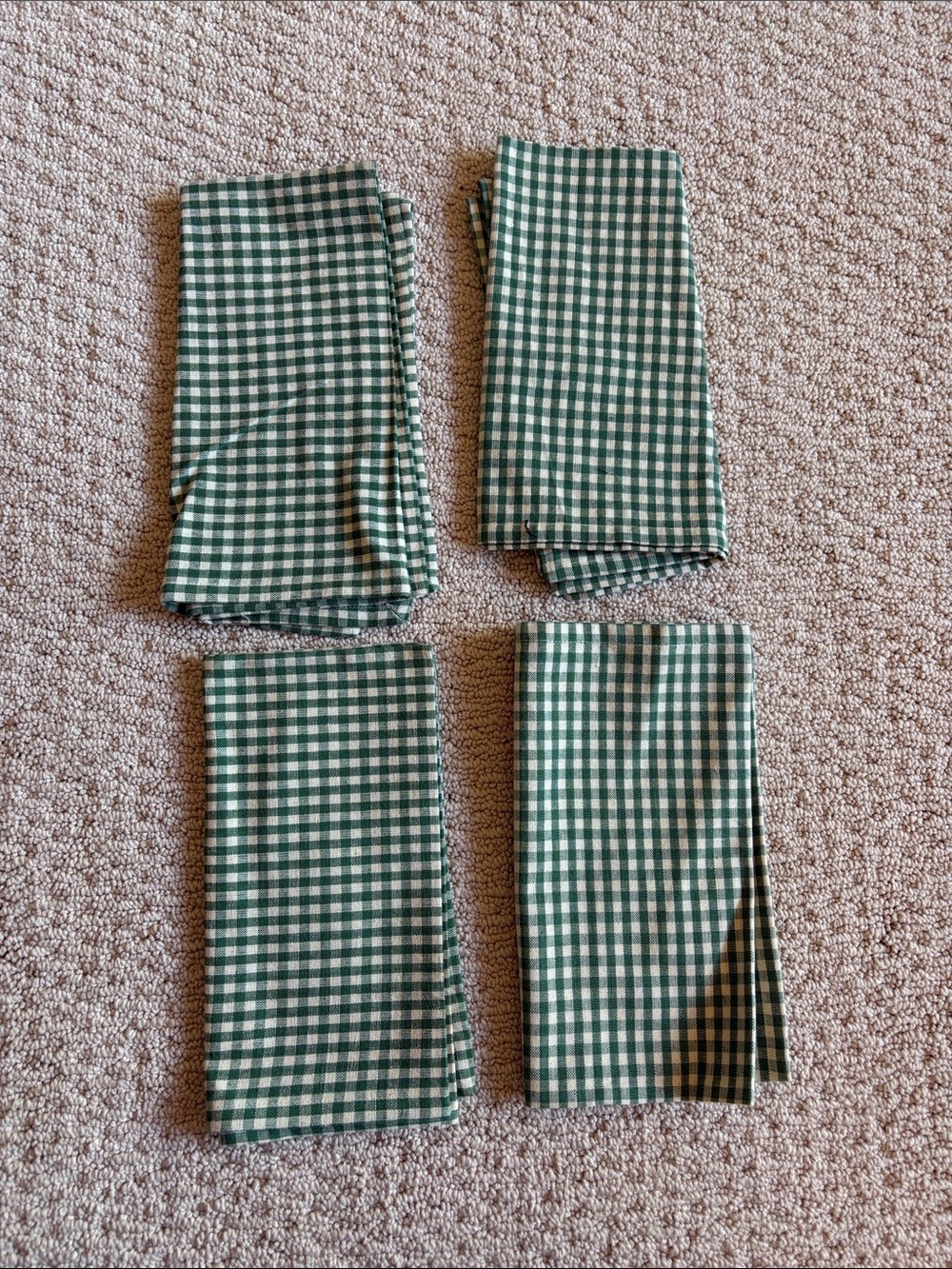 Green and White Gingham Cloth Napkins - Set of 4